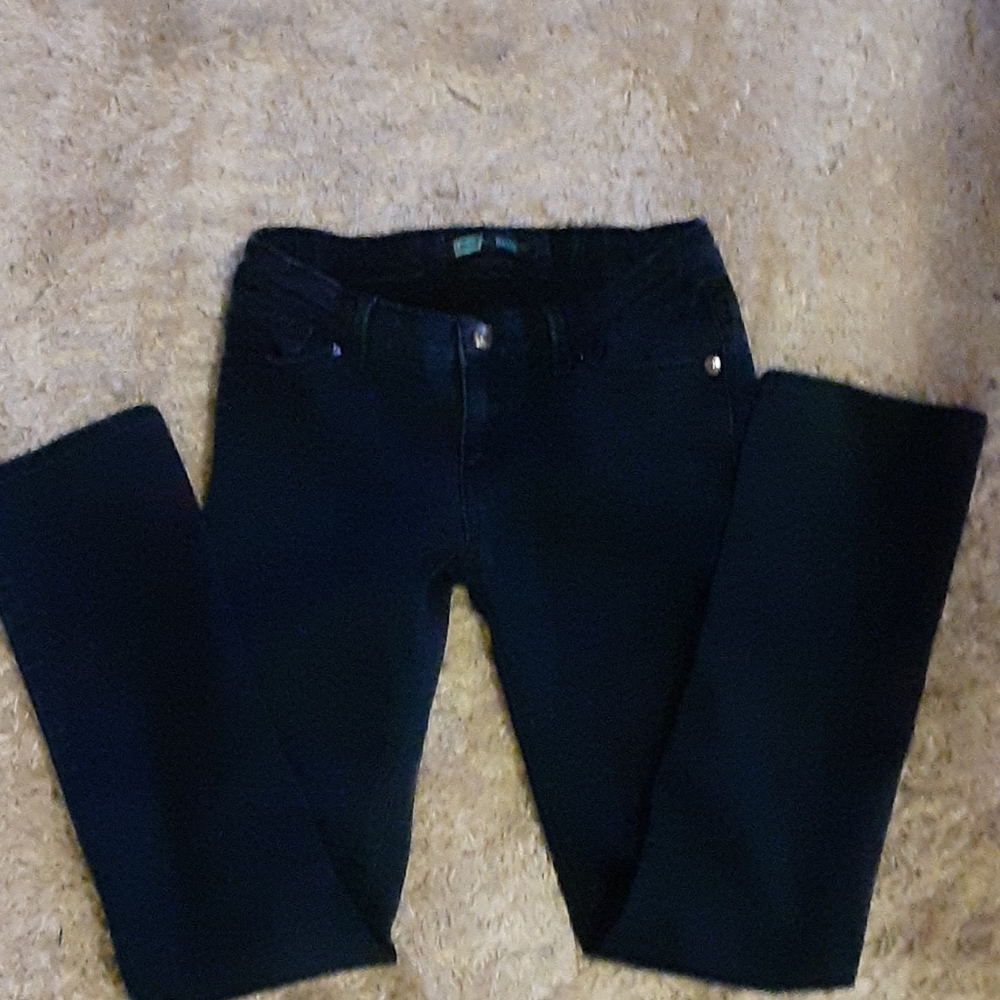 Levi's dark wash skinny blue jeans stretch elastic waist 5 pocket size 8R EUC